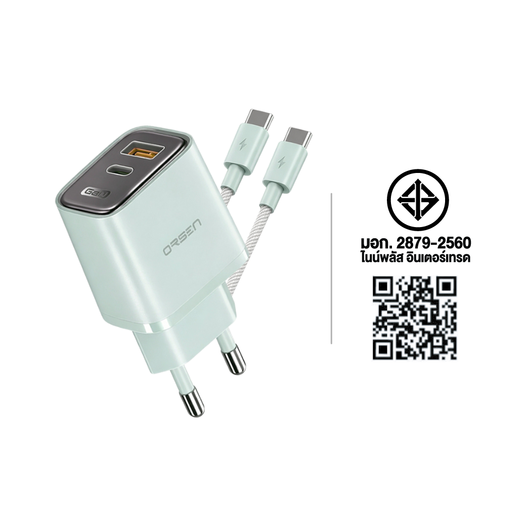 หัวชาร์จ ELOOP C31TC สีเขียว หัวชาร์จเร็ว และ สายชาร์จเร็ว PD 45W สำหรับ สมาร์ทโฟน ทุกรุ่น ANDROID PHONE_8